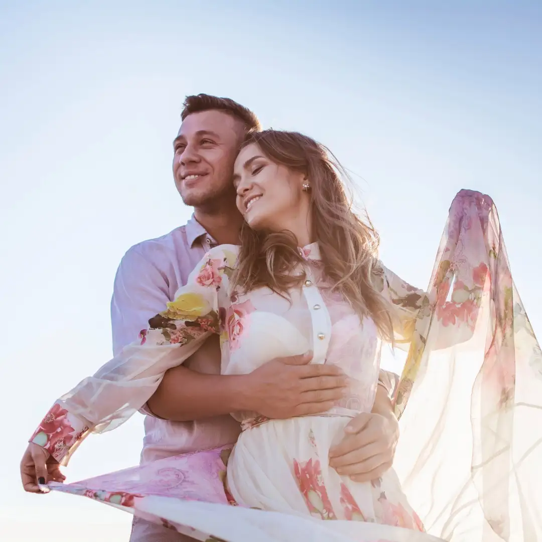 Happy couple improving relationship through therapy at CoupleBees